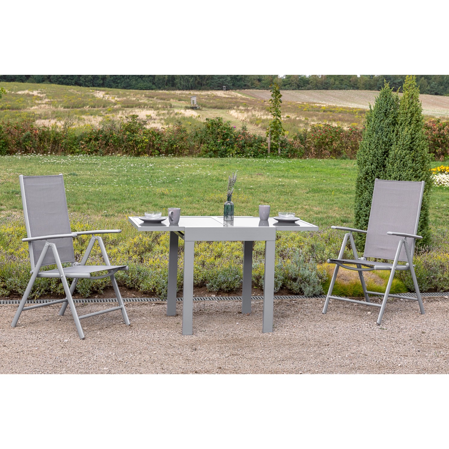 Merxx Amalfi Set 3 -tlg. 2 Klappsessel Gartentisch 65(130)x65 cm Diamantbra günstig online kaufen