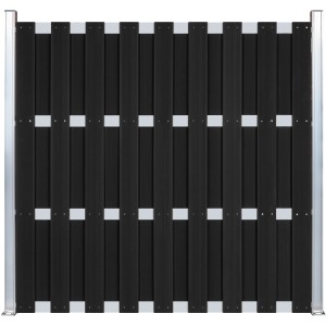 Anthrazitfarbener WPC Bohlenzaun Grace Line, 180x180 cm, mit Aluminiumriegeln.