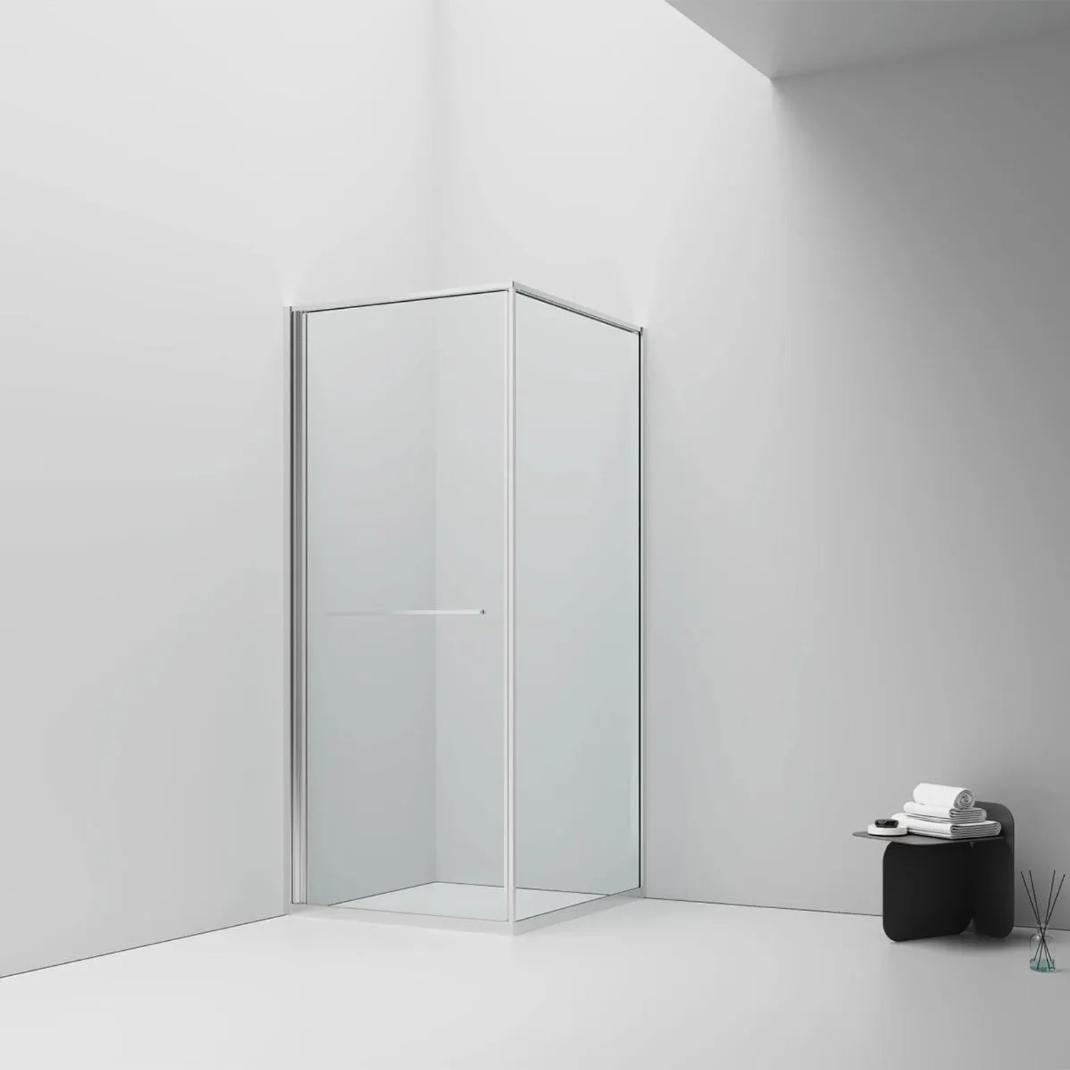 Belvit Duschkabine 90x90 cm Schiebetür Nach Innen Öffnend Sicherheitsglas 6 mm Anti Kalk Platzsparend Reversibel Klarglas Chrom