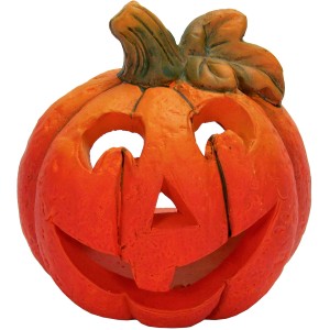 Windlicht Kürbis Orange, 8 cm, aus Keramik für Halloween oder Herbstdeko.