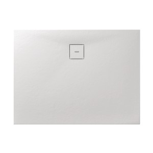 Rechteckige, weiße Breuer Duschwanne Modern Line in Steinoptik, 130x95 cm, mit Ablaufgarnitur.