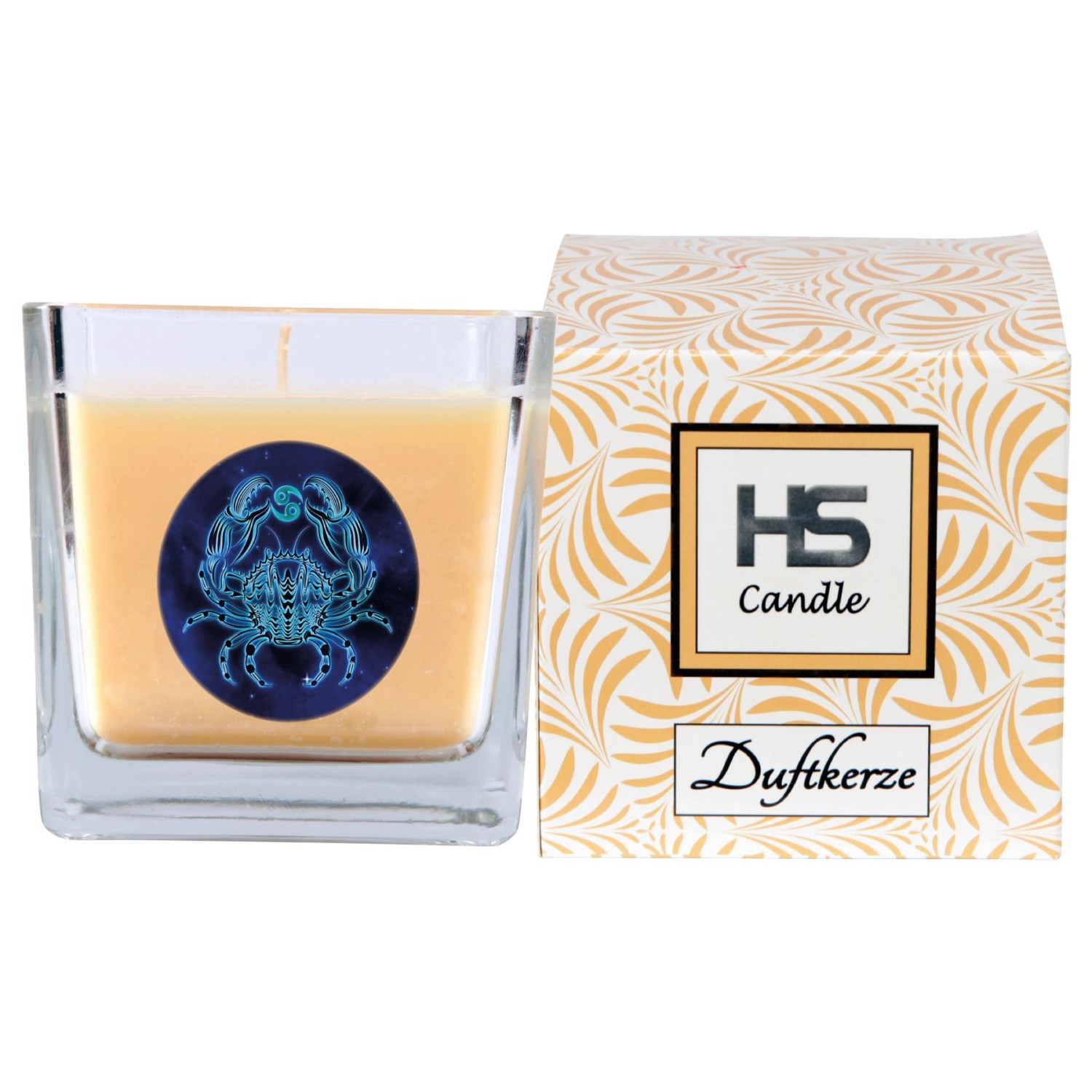 HS Candle Duftkerze Sternzeichen Krebs im Glas mit Verpackung.