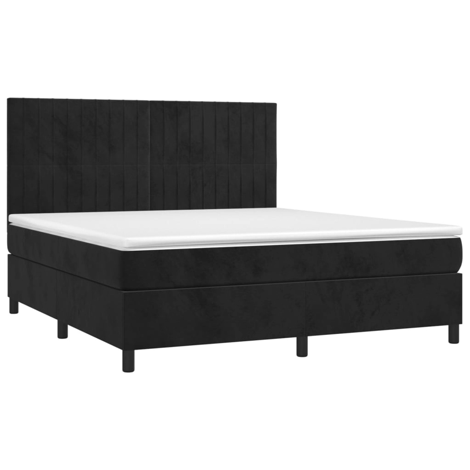 vidaXL Boxspringbett mit Matratze & LED Schwarz 180x200 cm Samt 3136259 günstig online kaufen