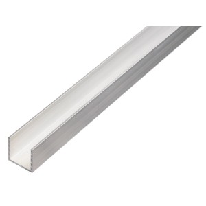 U-Profil aus Aluminium, 10x15x1000 mm, ideal für Baukonstruktionen und Maschinen.