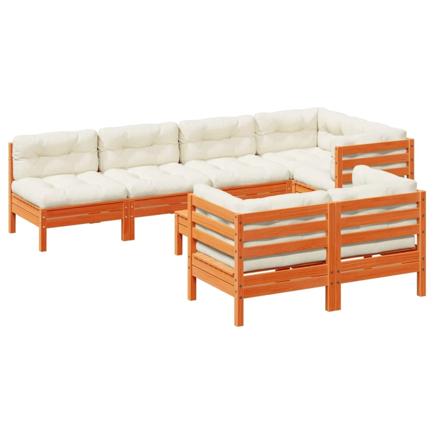 vidaXL 8-Tlg Garten-Sofagarnitur mit Kissen Wachsbraun Kiefernholz 3299350 günstig online kaufen
