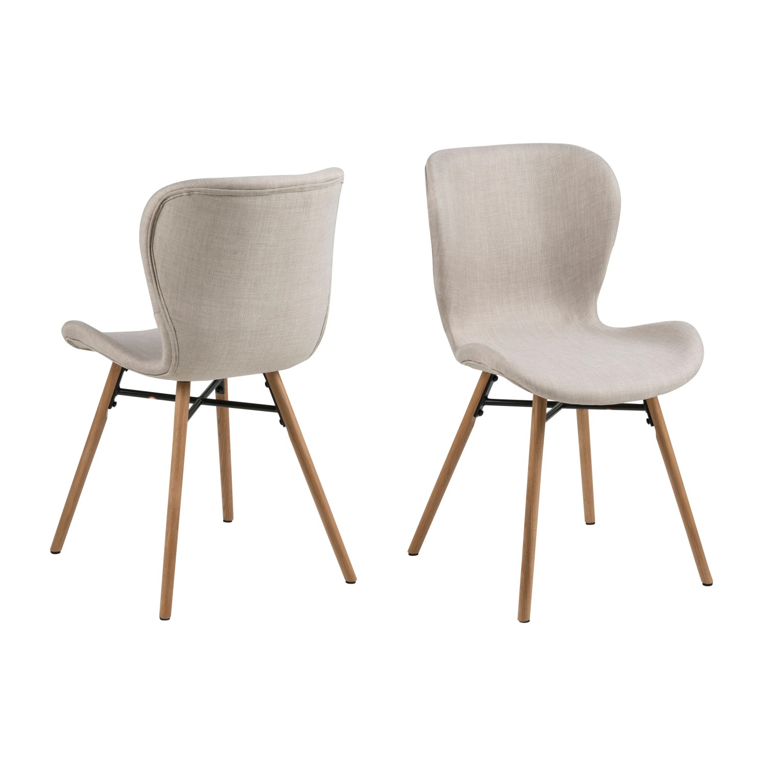 ebuy24 Bali Esszimmerstuhl Stoff Sandfarben und Massiven Beinen aus Eiche