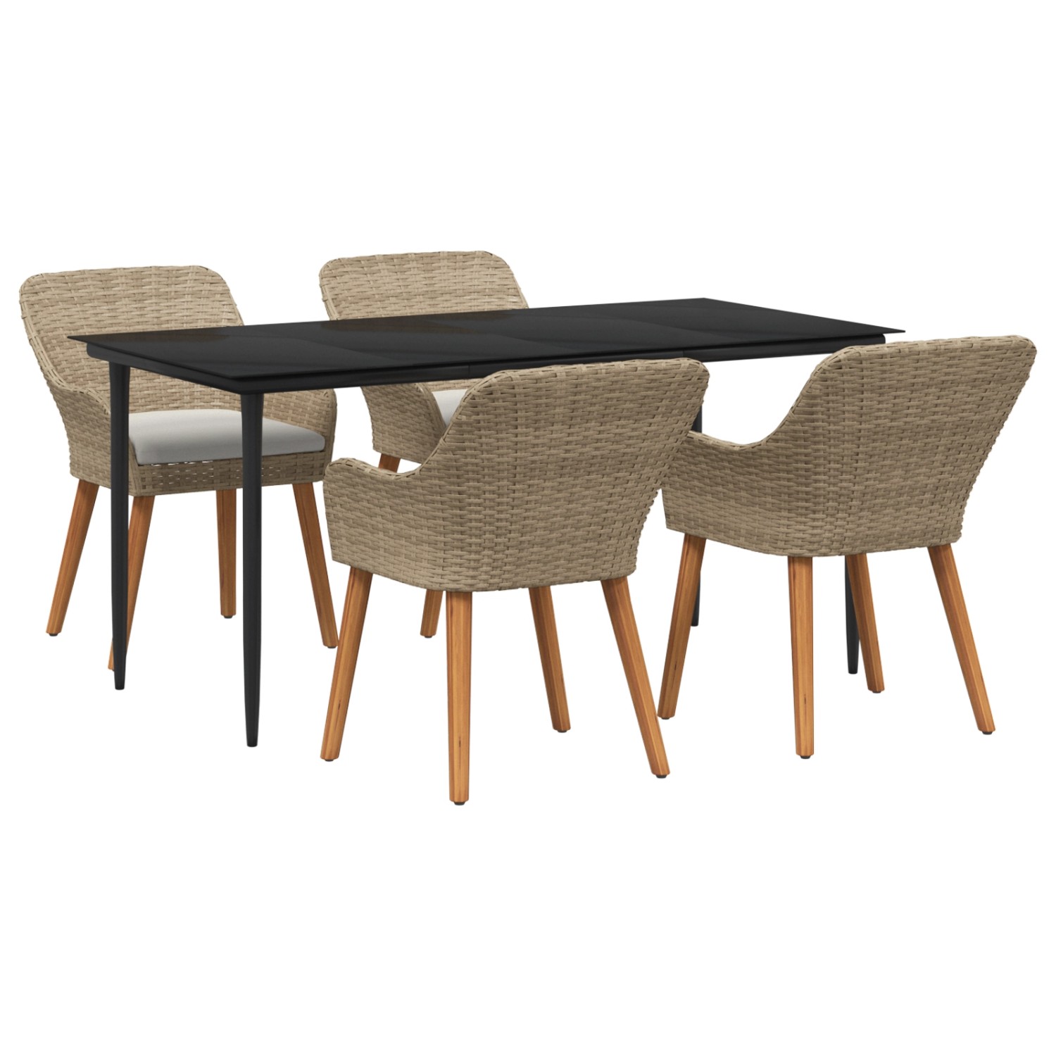 vidaXL 5-Teiliges Garten-Esszimmer-Set Beige Poly Rattan 3261694 günstig online kaufen