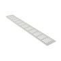 Silbernes Alu-Lüftungsgitter, 80x1000mm, für gute Luftzirkulation.