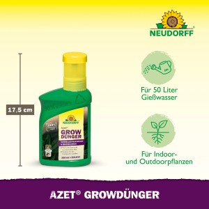 Neudorff Azet Grow Dünger, 250ml Flasche für schnelles Pflanzenwachstum.