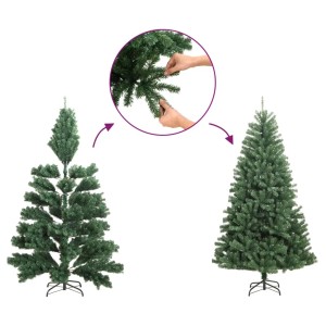 Künstlicher, beschneiter Weihnachtsbaum, 150 cm, mit Klappmechanismus für einfachen Aufbau.