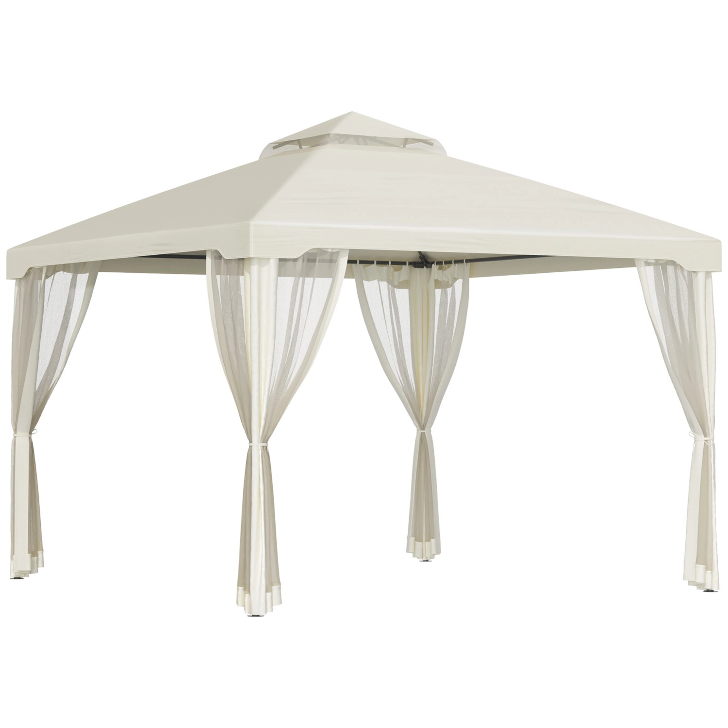 Outsunny Pavillon Polyester Metall Cremeweiß 294L x 294Bx 265H cm günstig online kaufen
