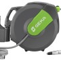 Geka Schlauchbox K25 Grau: Automatische Schlauchaufroller mit grauem Schlauch und grünen Akzenten.