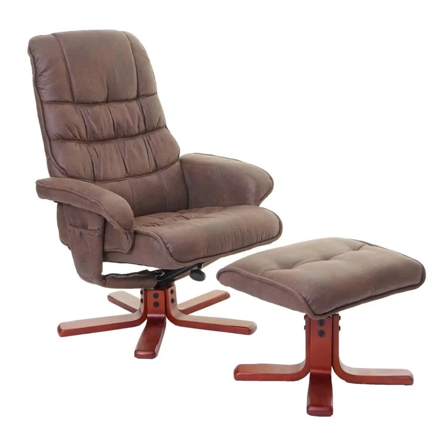MCW Relaxsessel E30 mit Hocker Wildlederimitat Braun