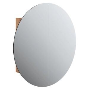 vidaXL Badezimmerschrank mit Rundem Spiegel & LED Eichen-Optik 345590