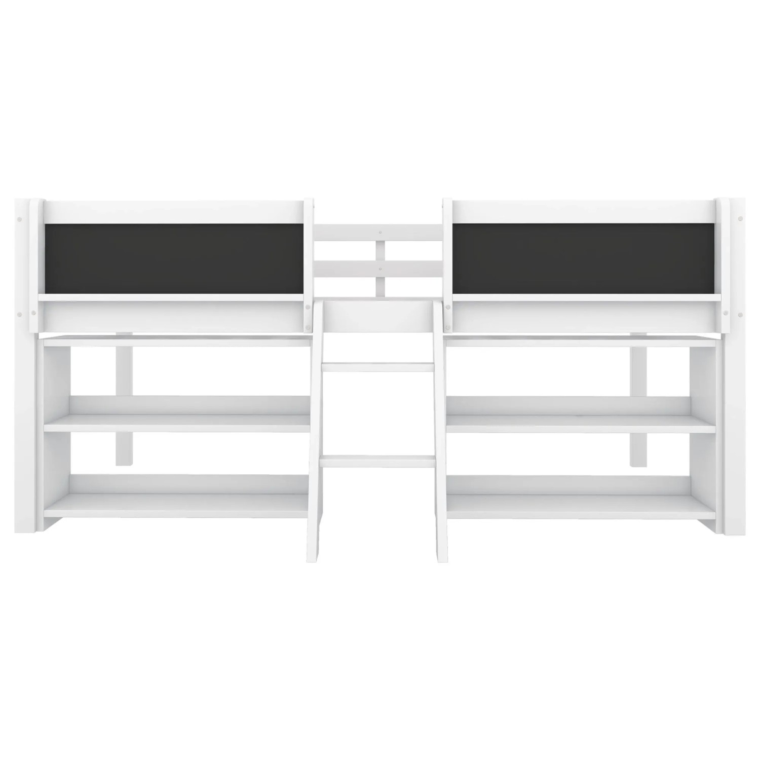okwish Halbhohes Bett 90x200cm mit Einlegeböden Kinderzimmer Weiß ohne Matratze