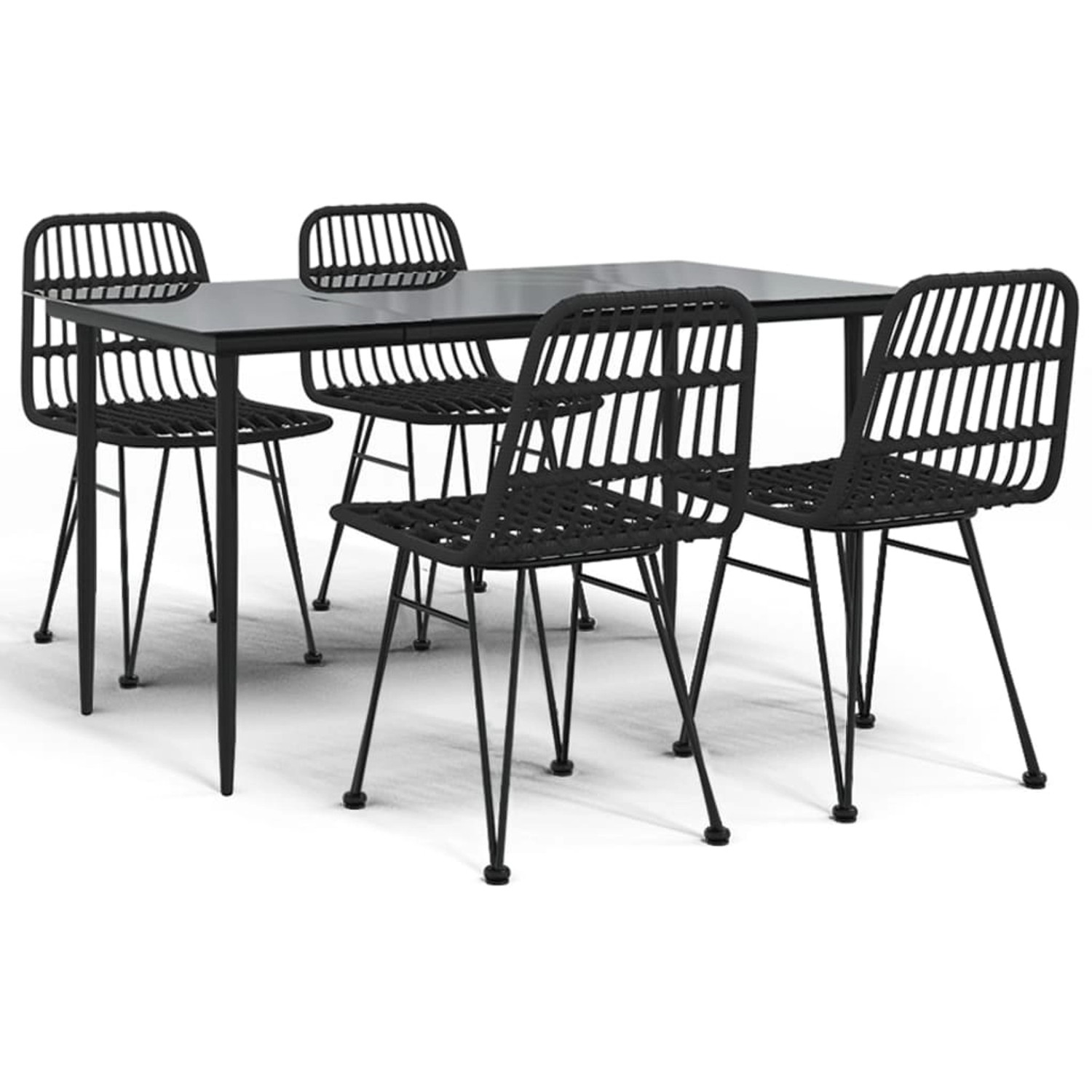 vidaXL 5-Tlg Garten-Essgruppe Schwarz Poly Rattan 3157882
