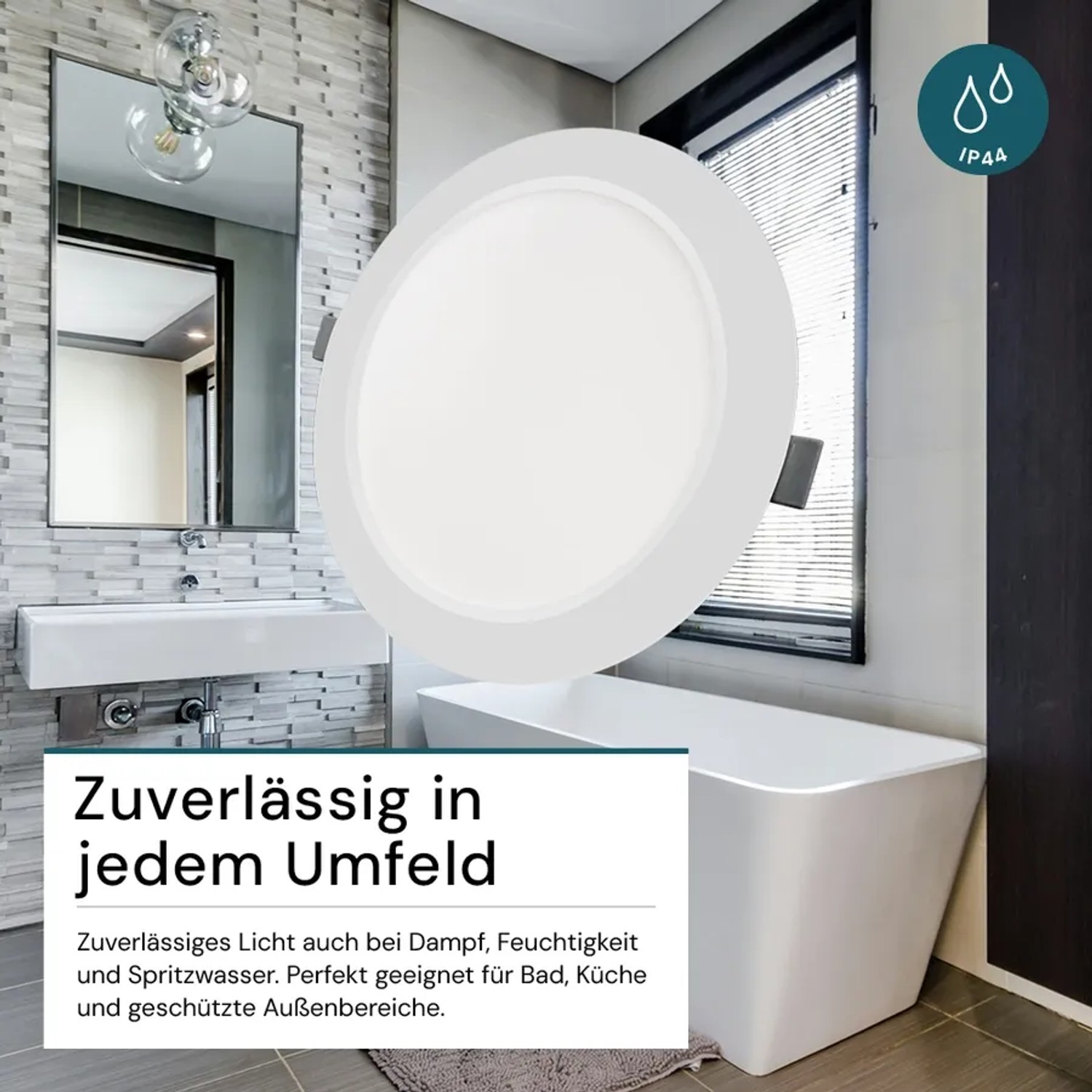 LUXULA LED Einbauleuchte 6W IP44-Geschützt 600lm Lichtfarbe Einstellbar CCT Ø117x25mm Einbaustrahler Deckenspot Rund Weiß_4