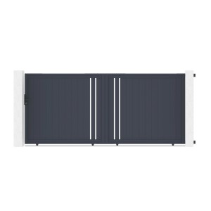 Graues Casanoov Schiebetor Giona 4M aus Aluminium für den Garten.
