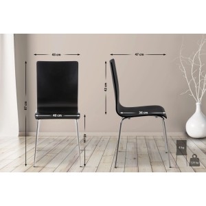 DELUKE Besucherstuhl TUNIS Holz Schwarz 43x47x87cm Konferenzstuhl Wartezimmerstuhl Bürostuhl