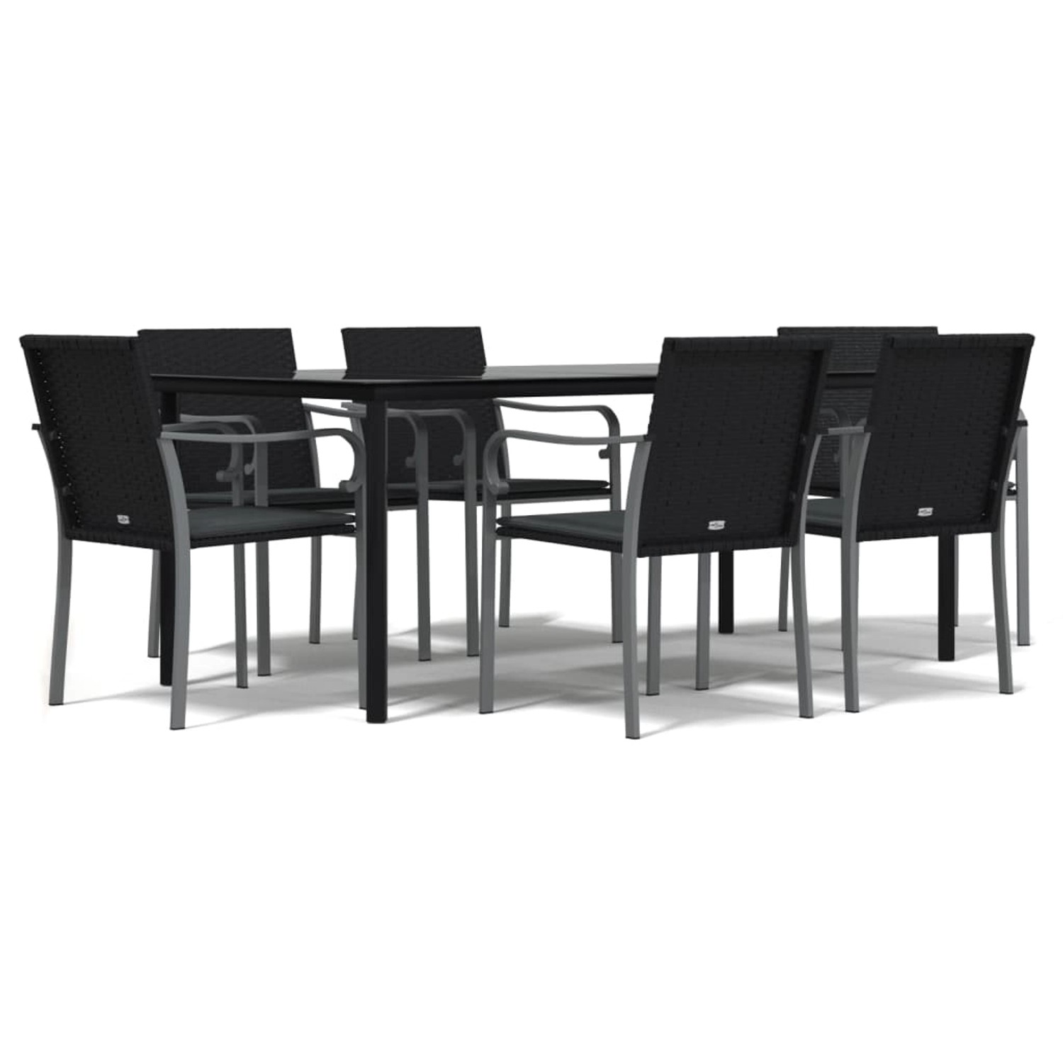 vidaXL 7-Tlg Garten-Essgruppe mit Kissen Poly Rattan und Stahl 3186967 günstig online kaufen