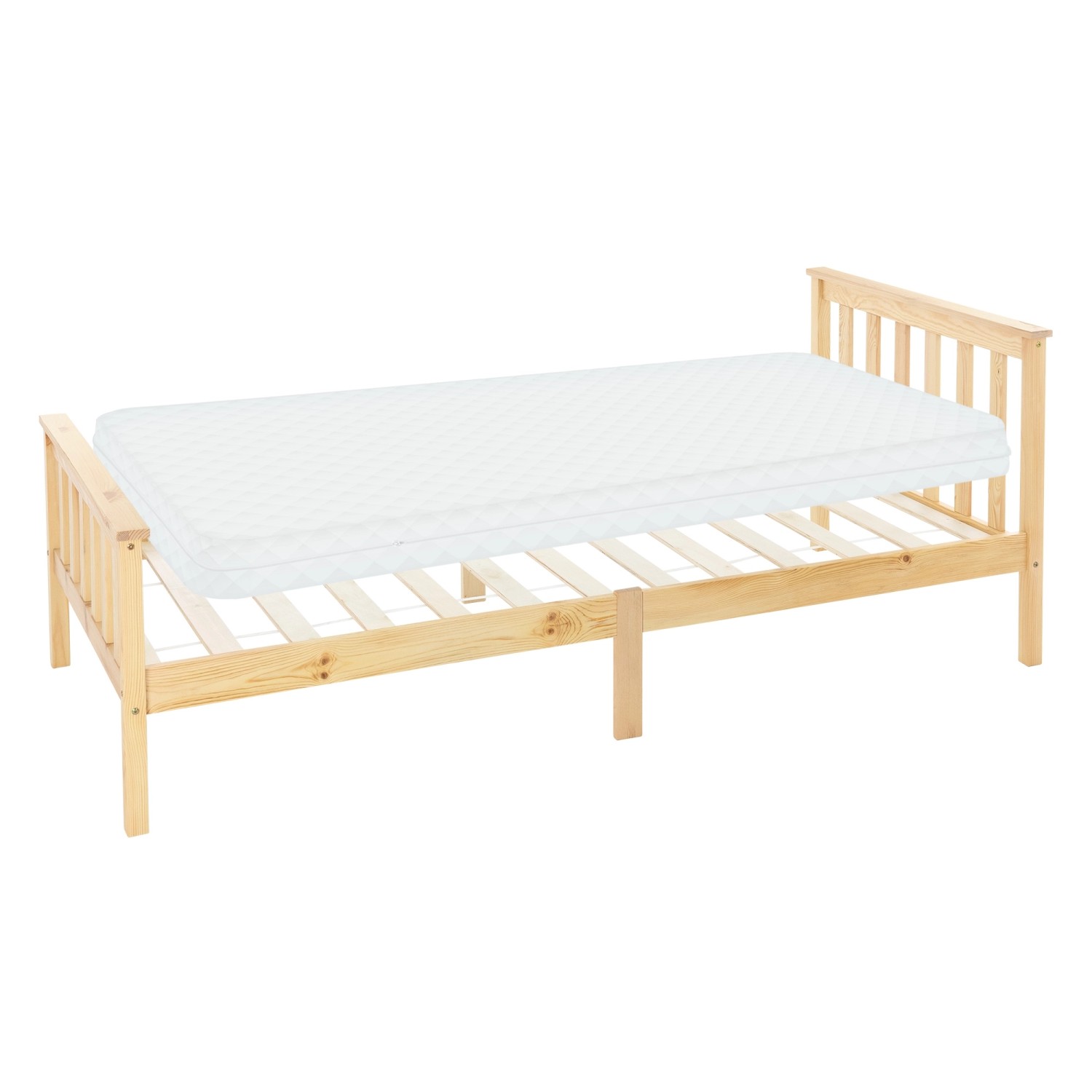 ML-Design Holzbett mit Lattenrost 90x200 cm Natur mit Matratze H10cm
