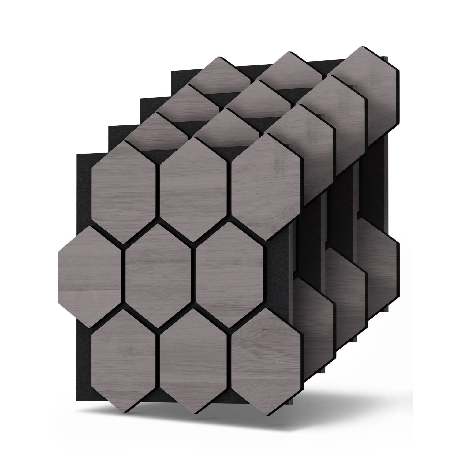 Dalsys 4x Akustikpaneele 76x62cm mit Hexagon-Muster Grau