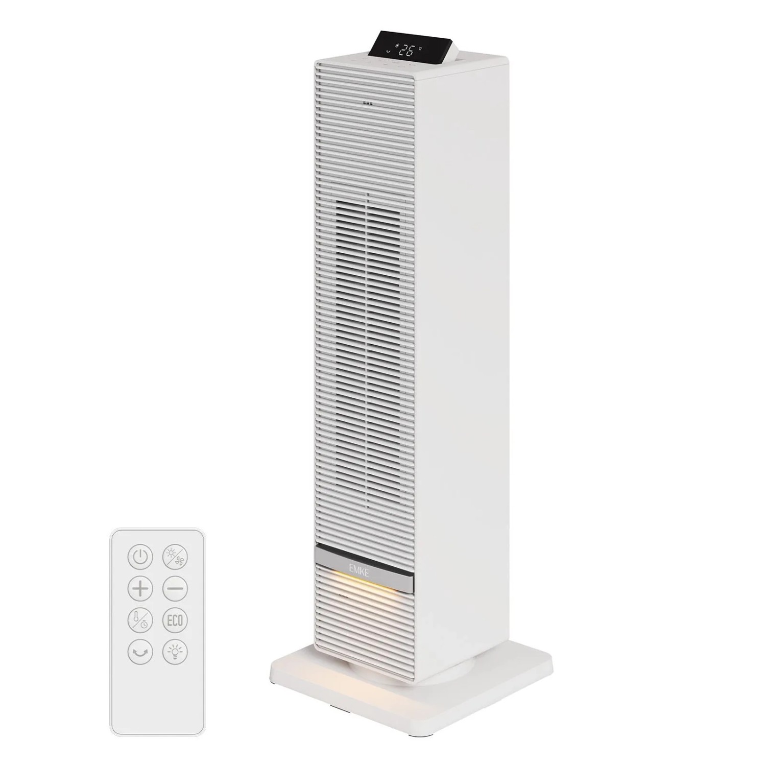 Emke Säulen-Heizlüfter Weiß 2.000 W PTC mit 80° Oszillation 12-Std-Timer Fernbedienung