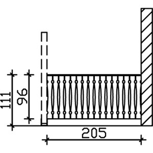 Technische Zeichnung: Skan Holz Seitenwand Balkonschalung, 205x96cm, Fichte Schiefergrau, Zubehör Terrassenüberdachung.