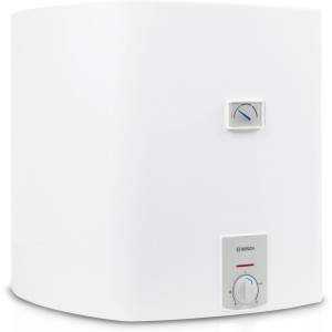 Weißer Bosch Wandspeicher Tronic Plus Store 50 l mit Temperaturanzeige und Regler.