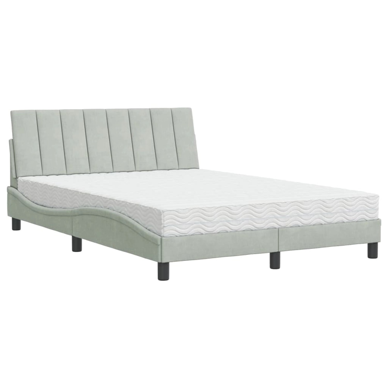 vidaXL Bett mit Matratze Hellgrau 140x200 cm Samt Modell 12008801 günstig online kaufen