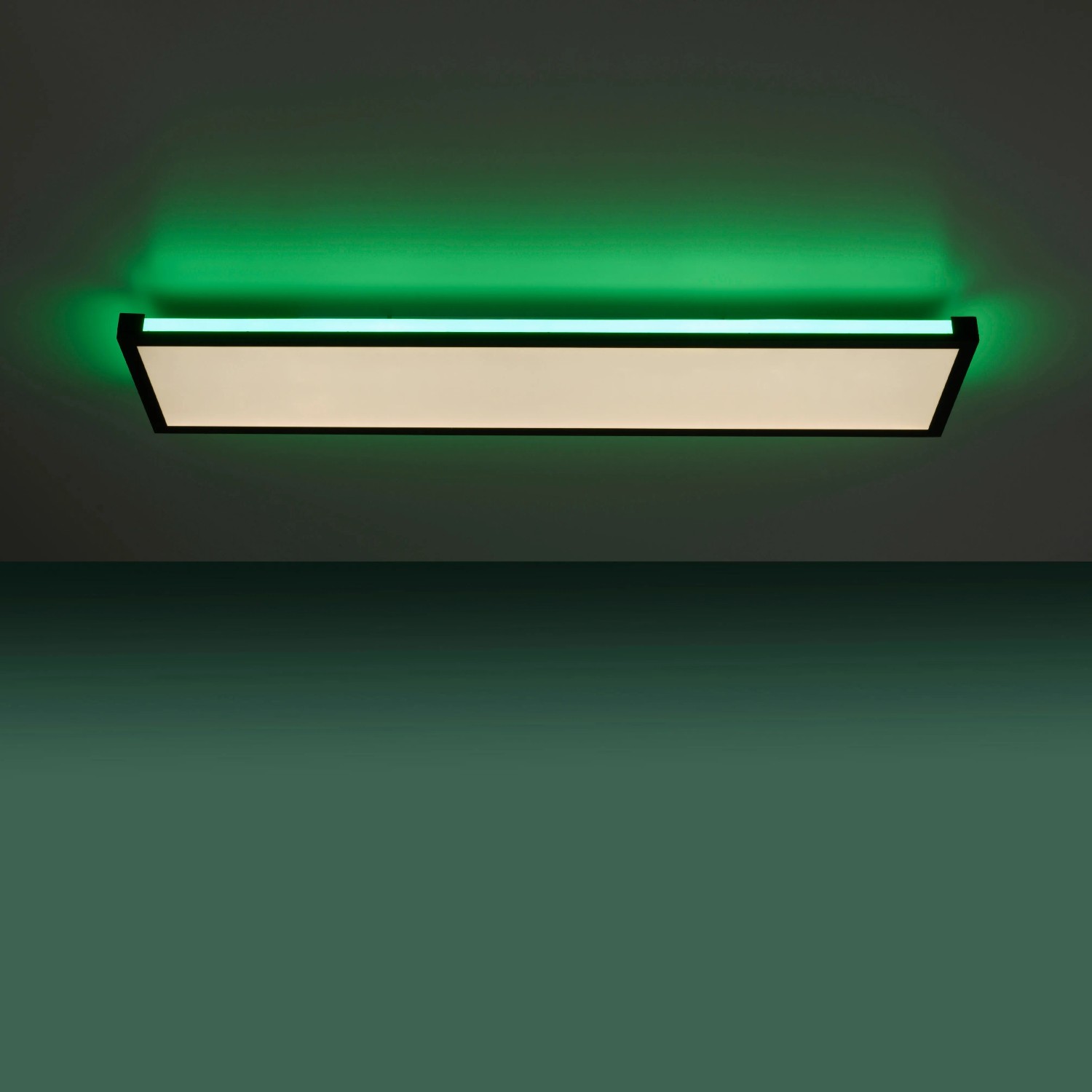 LED-Deckenleuchte Mario Schwarz, 100x25cm, mit RGB-Funktion für stimmungsvolle Beleuchtung.