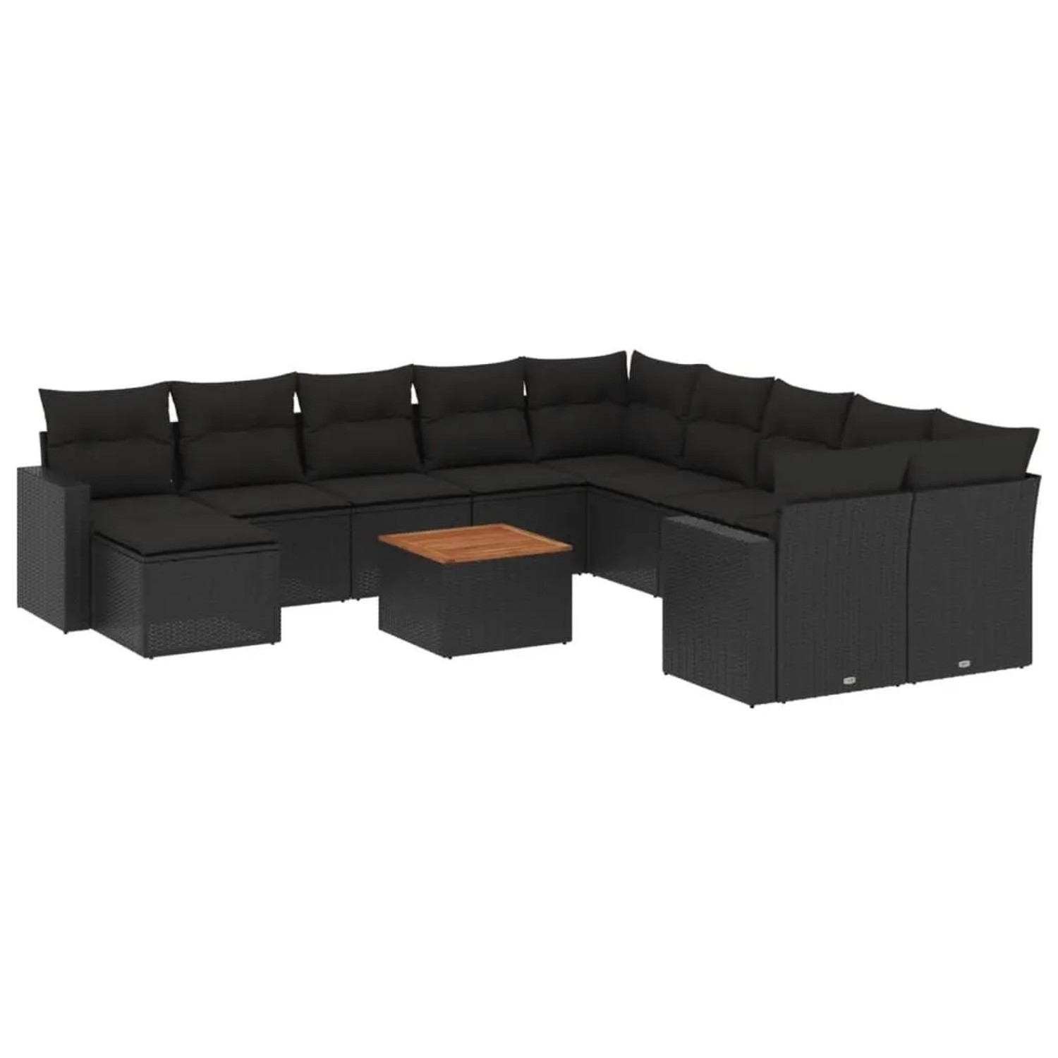 vidaXL 12-Tlg Garten-Sofagarnitur mit Kissen Schwarz Poly Rattan 3224417 günstig online kaufen