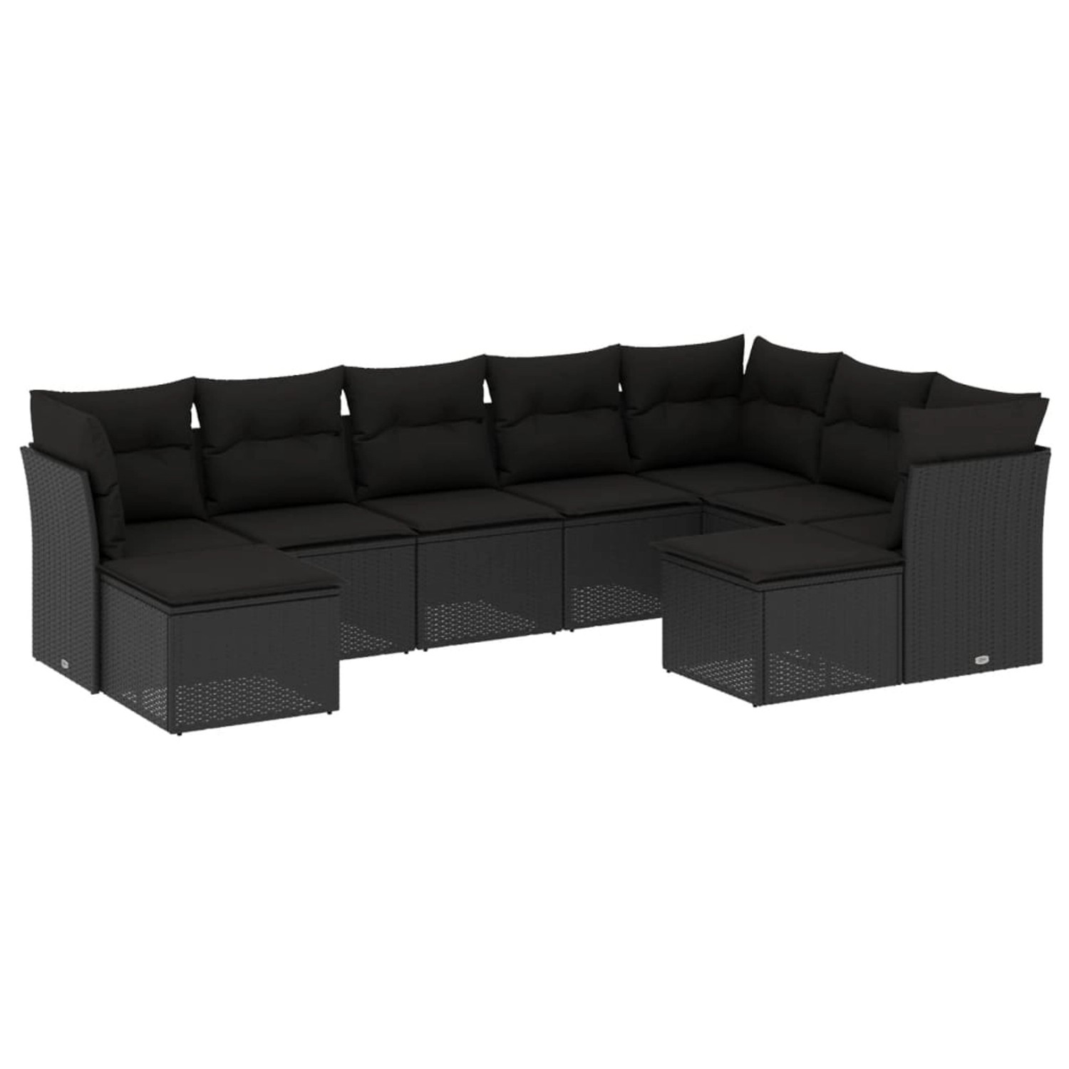 vidaXL 9-tlg Garten-Sofagarnitur mit Kissen Schwarz Poly Rattan Modell 60