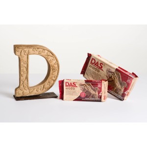 Giotto Holzfasern DAS Modelliermasse 700g mit Holz-Deko und Verpackung.