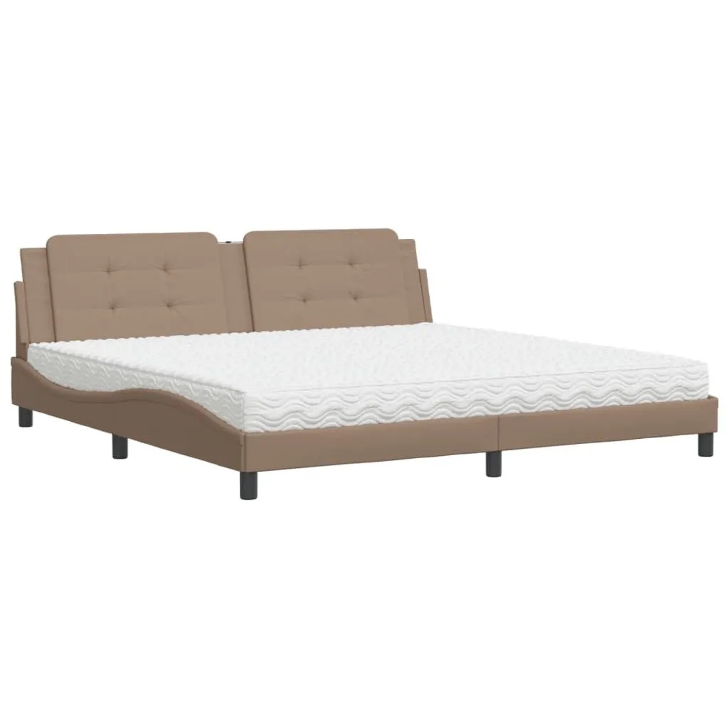 vidaXL Bett mit Matratze Zadar Cappuccino-Braun 200x200 cm Kunstleder 3208891