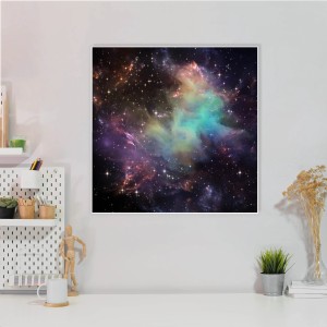 Banjado Magnettafel 50x50 mit Weltall Motiv. Magnetwand, Pinnwand aus Metall inkl. 4 Magnete.