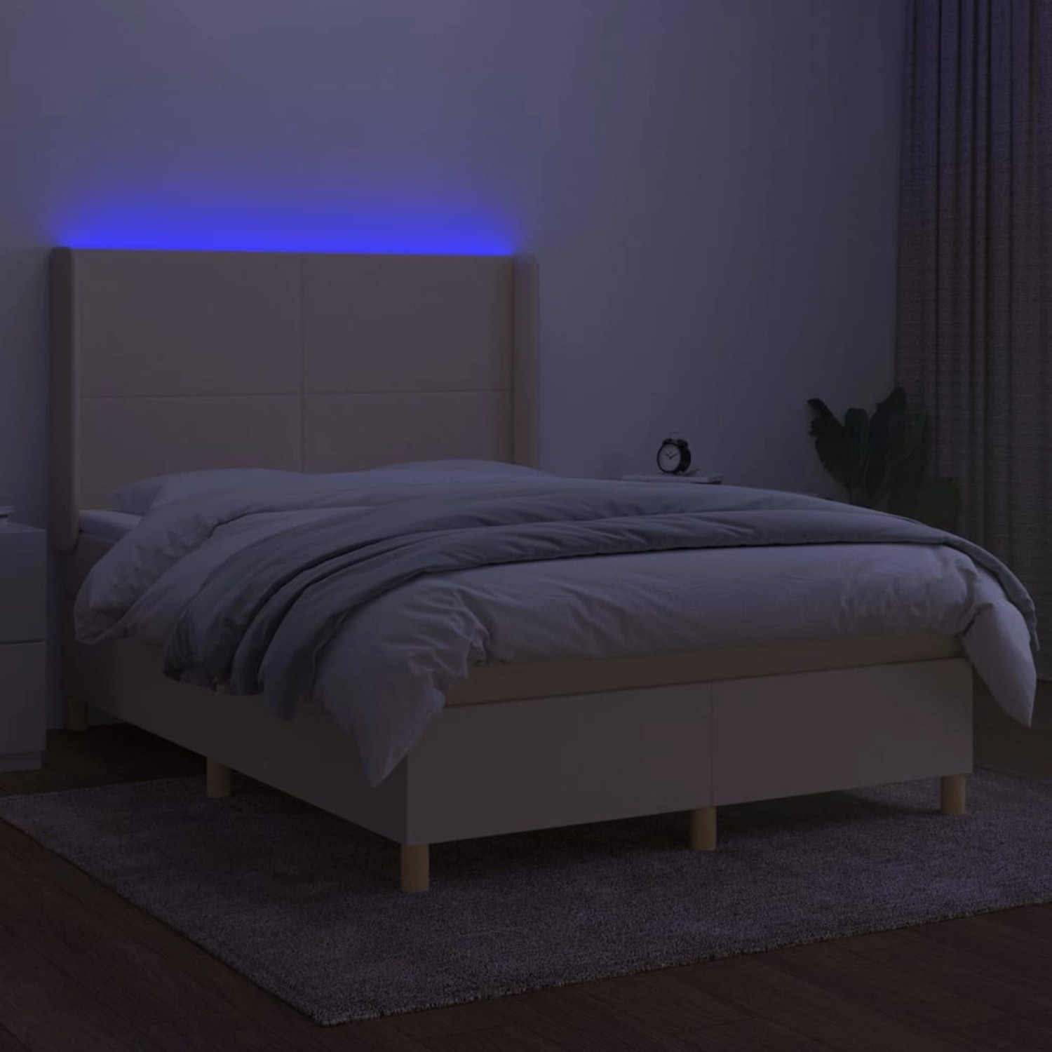 vidaXL Boxspringbett mit Matratze & LED Creme 140x200 cm Stoff 3138722 günstig online kaufen
