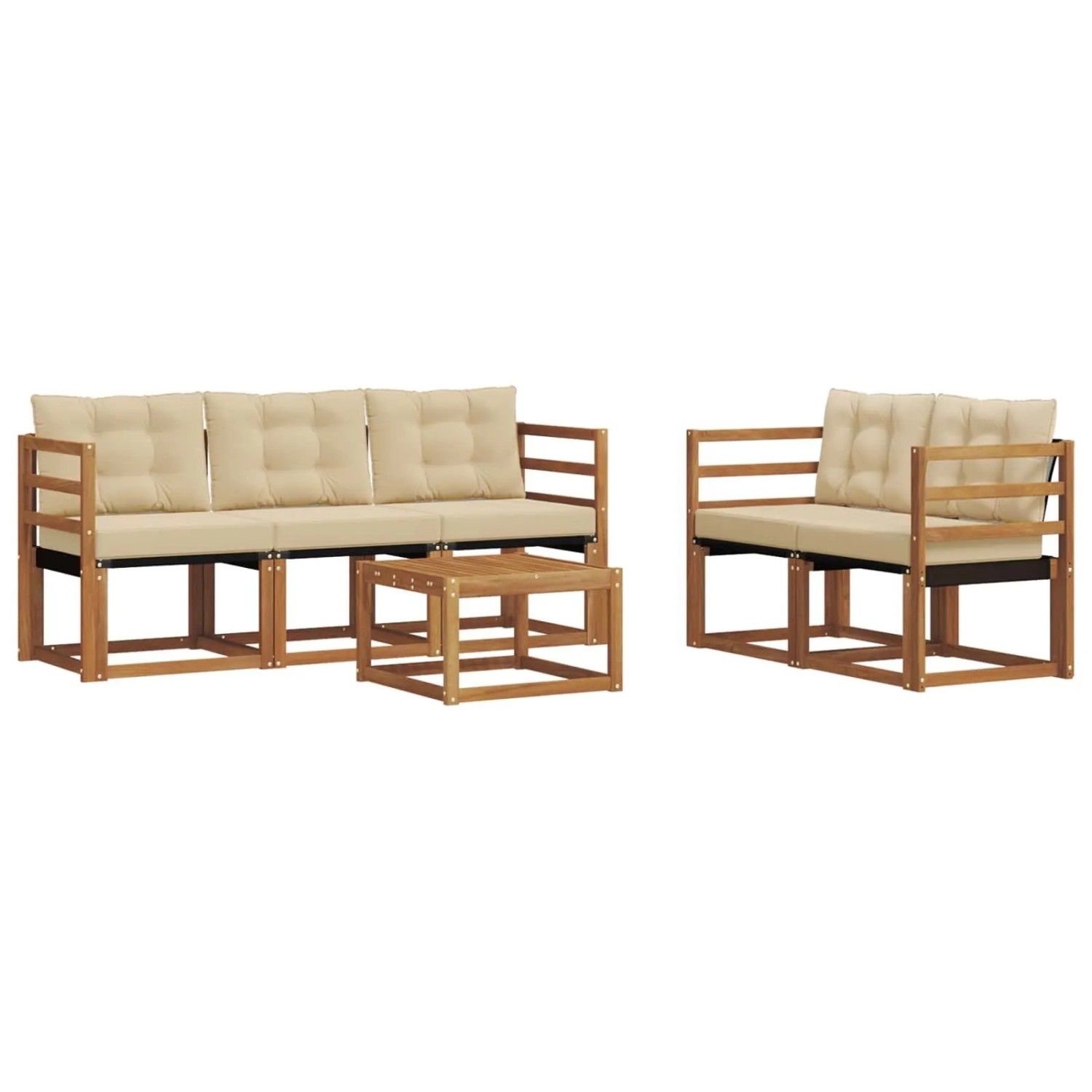 vidaXL Outdoor-Sofagarnitur mit Kissen 6-Tlg Natur und Beige 3368392