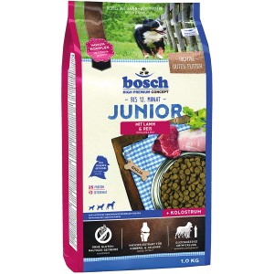 Bosch Welpenfutter Junior Lamm & Reis, 1kg Sack. Trockenfutter für Welpen mit Lamm und Reis.