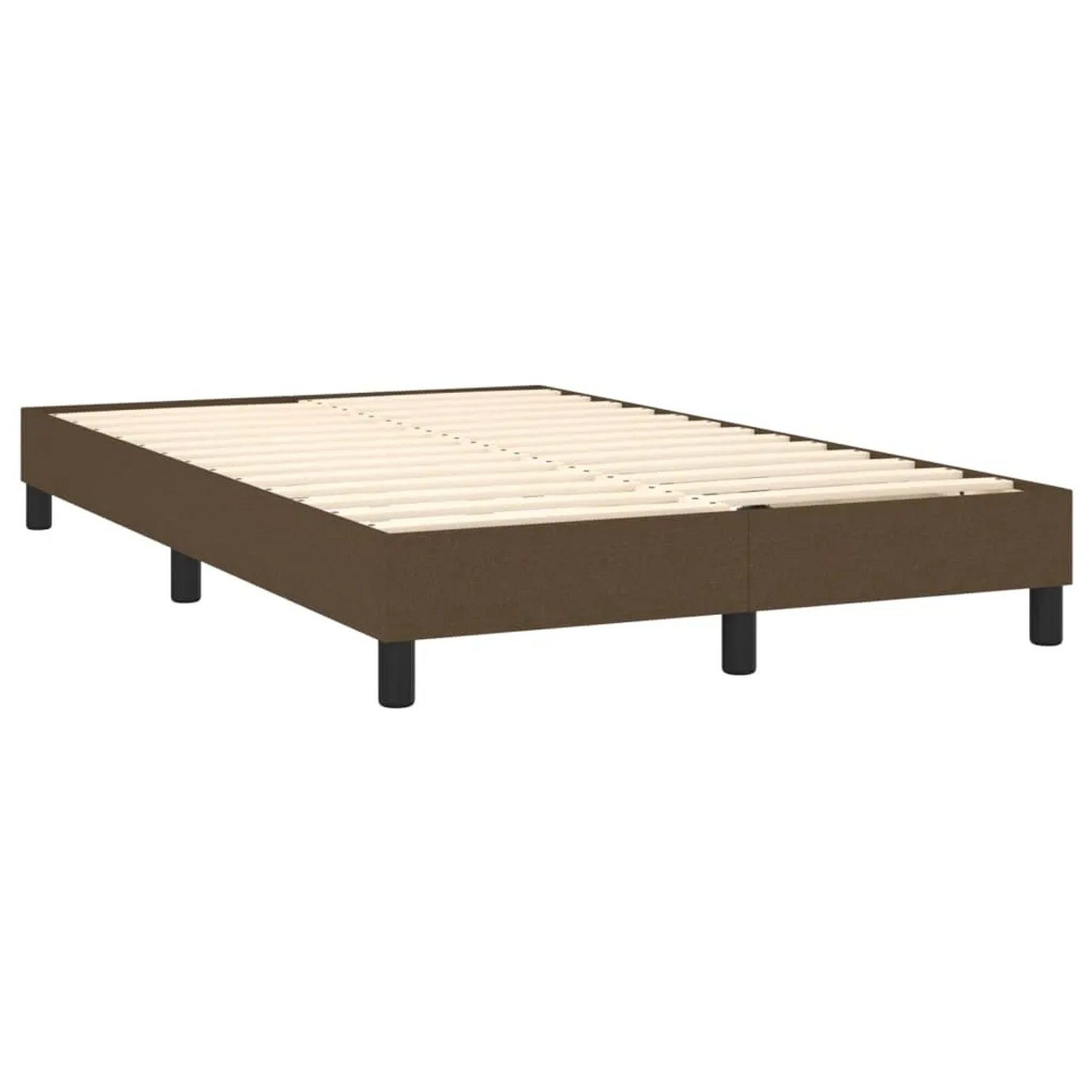 Boxspringbett braun 120x200 cm, Stoffbezug, ohne Kopfteil, Lattenrost sichtbar.