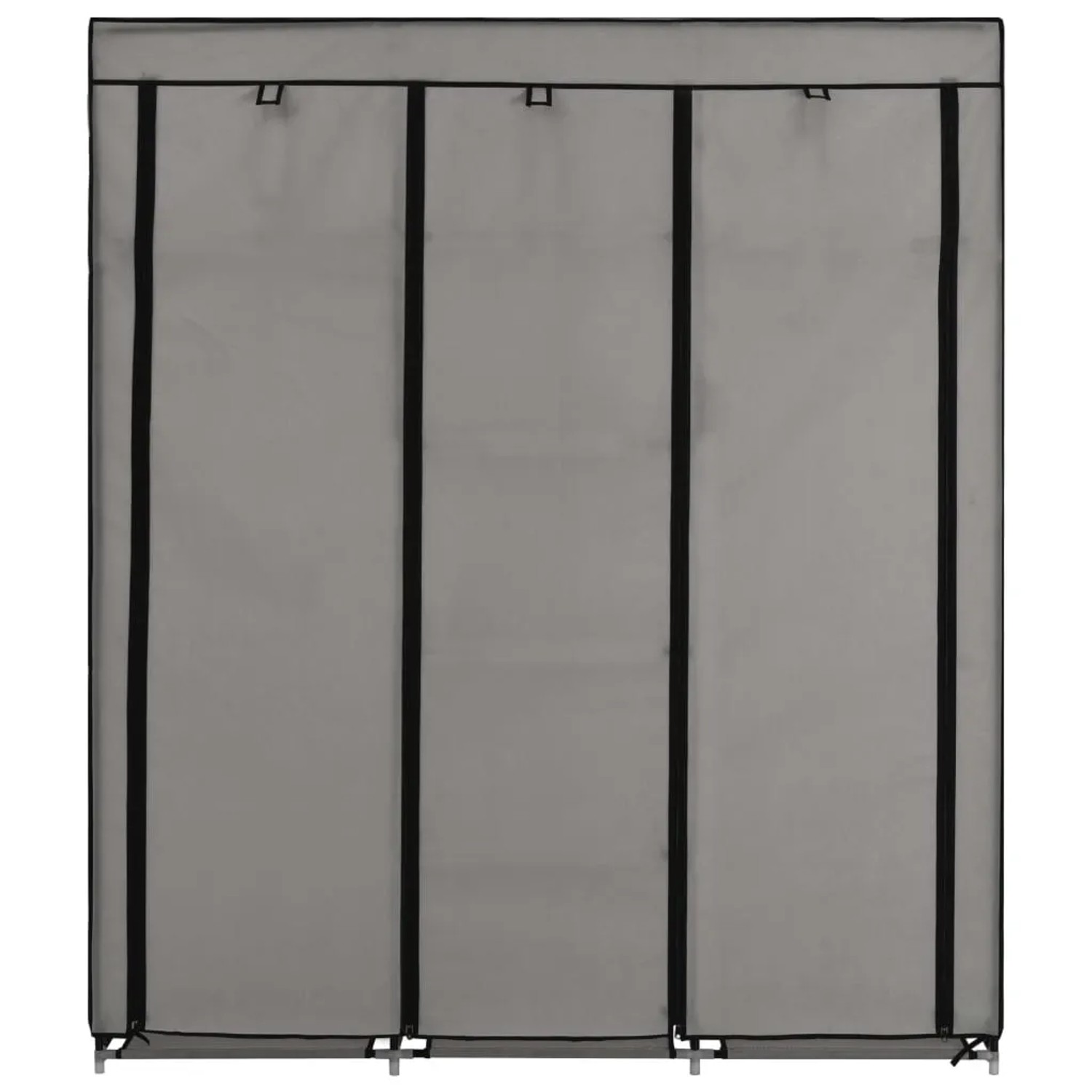 Grauer vidaXL Kleiderschrank mit Fächern und Stangen, Stoffschrank.