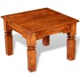 Quadratischer Couchtisch aus Akazienholz, honigfarben lasiert, 60x60x45 cm. Tisch für Wohnzimmer.