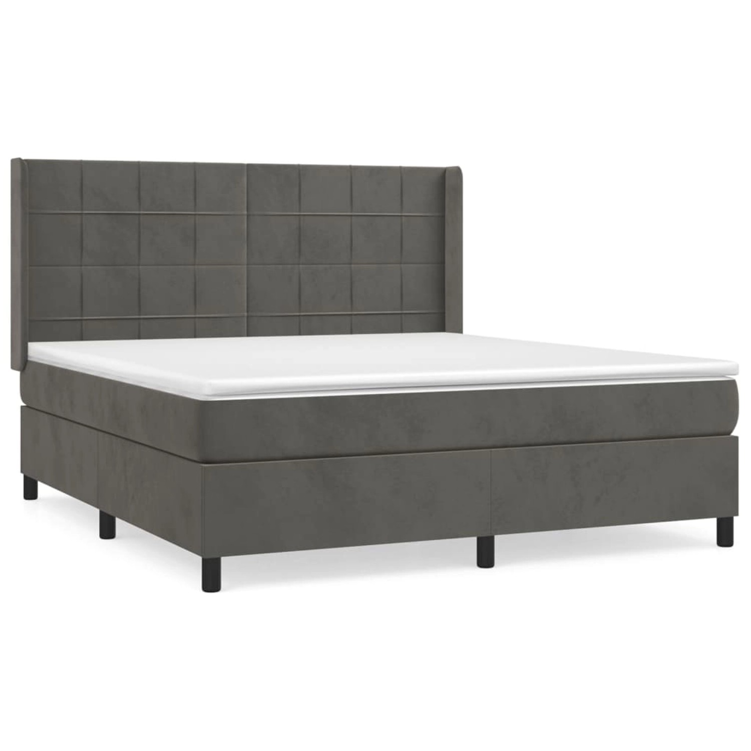 vidaXL Boxspringbett mit Matratze Dunkelgrau 160x200 cm Samt1378647 günstig online kaufen