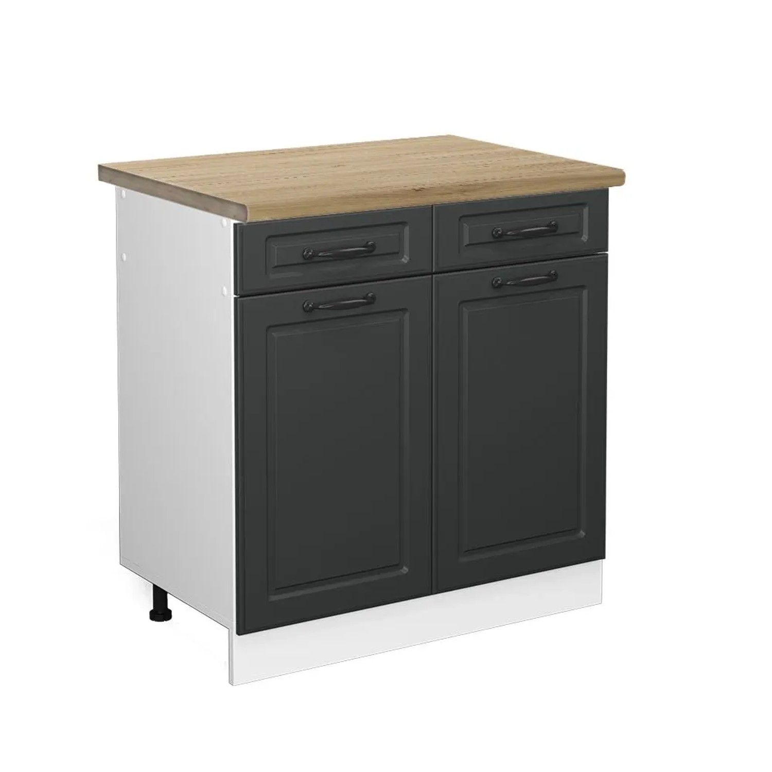 Vicco Küchenunterschrank R-Line Anthrazit Landhaus Weiß 80 cm AP Eiche