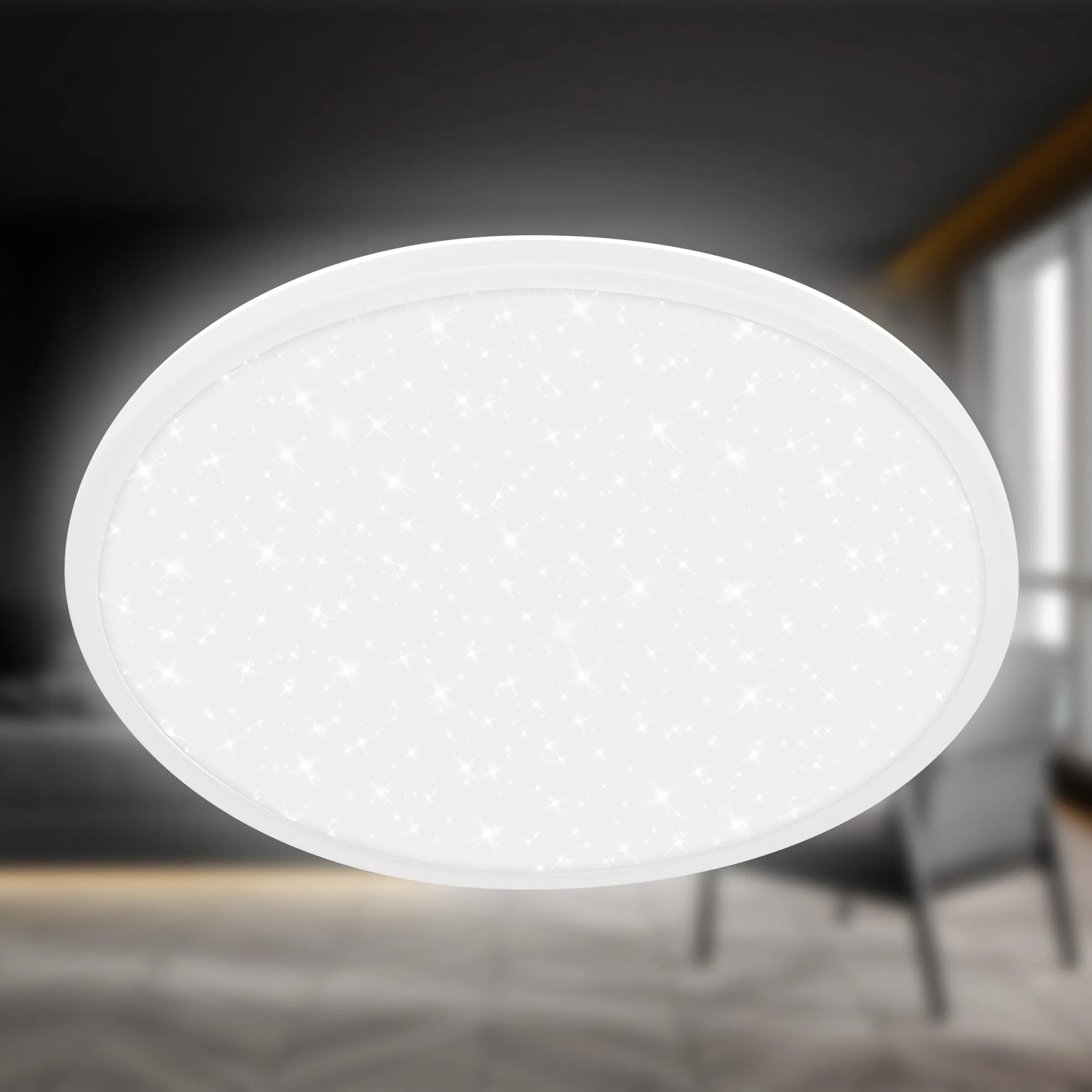 Brilo LED-Deckenleuchte Slim Sternenhimmel, neutralweiß, Ø 37,5 cm.