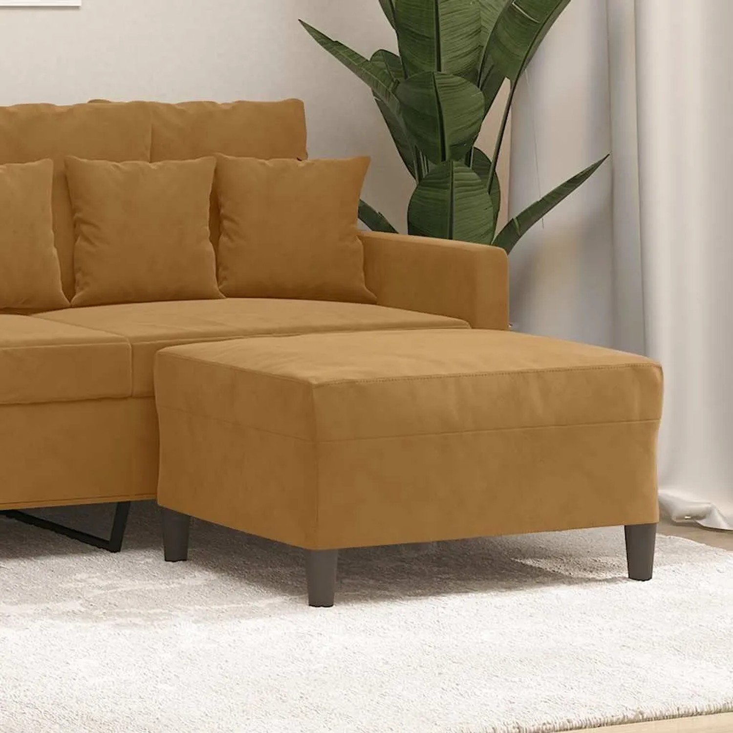 Brauner vidaXL Fußhocker aus Samt, 70x55x41 cm, ideal als bequeme Fußablage oder zusätzliche Sitzgelegenheit.