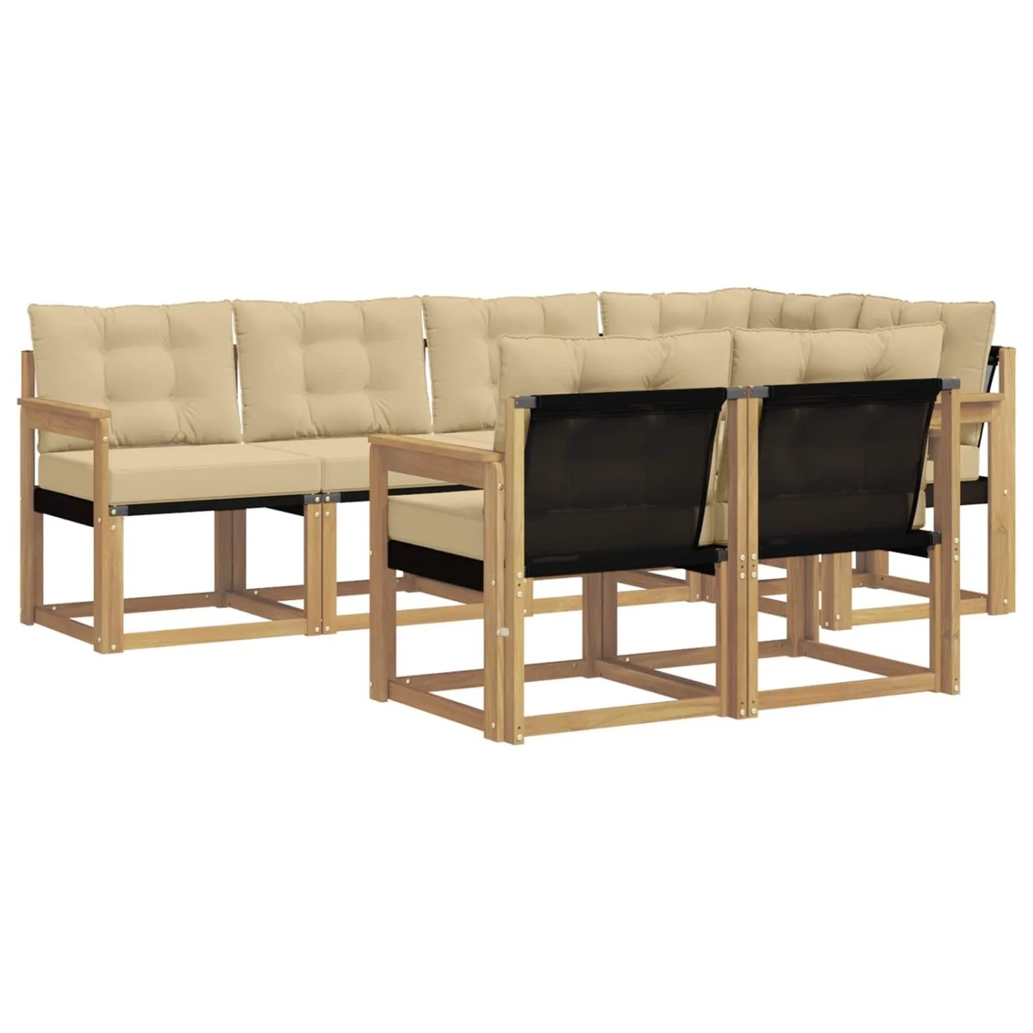vidaXL Outdoor-Sofagarnitur mit Kissen 7-Tlg Weiß und Beige 3389567