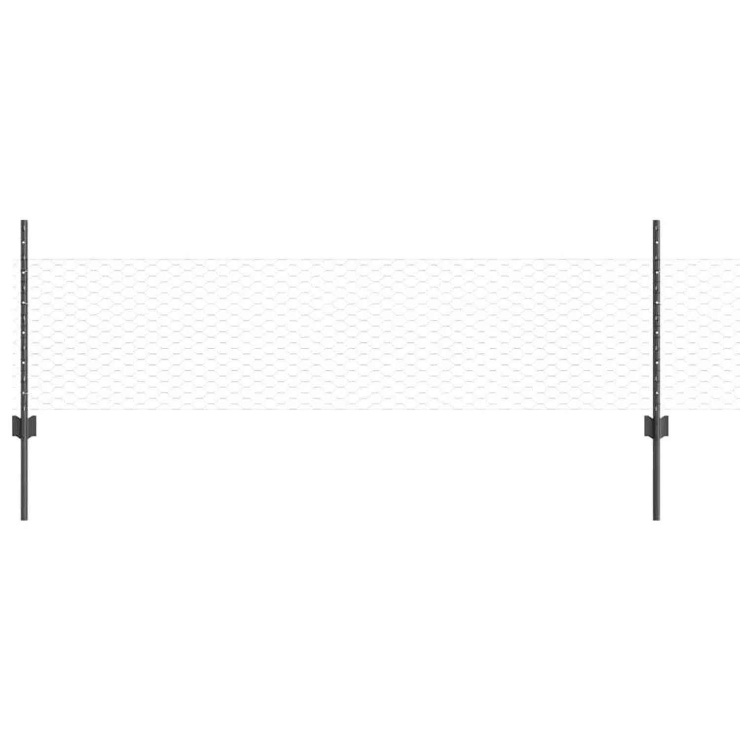 vidaXL Zaun mit Pfosten Grau 0,5 x 50 m Stahl und PVC 3336883