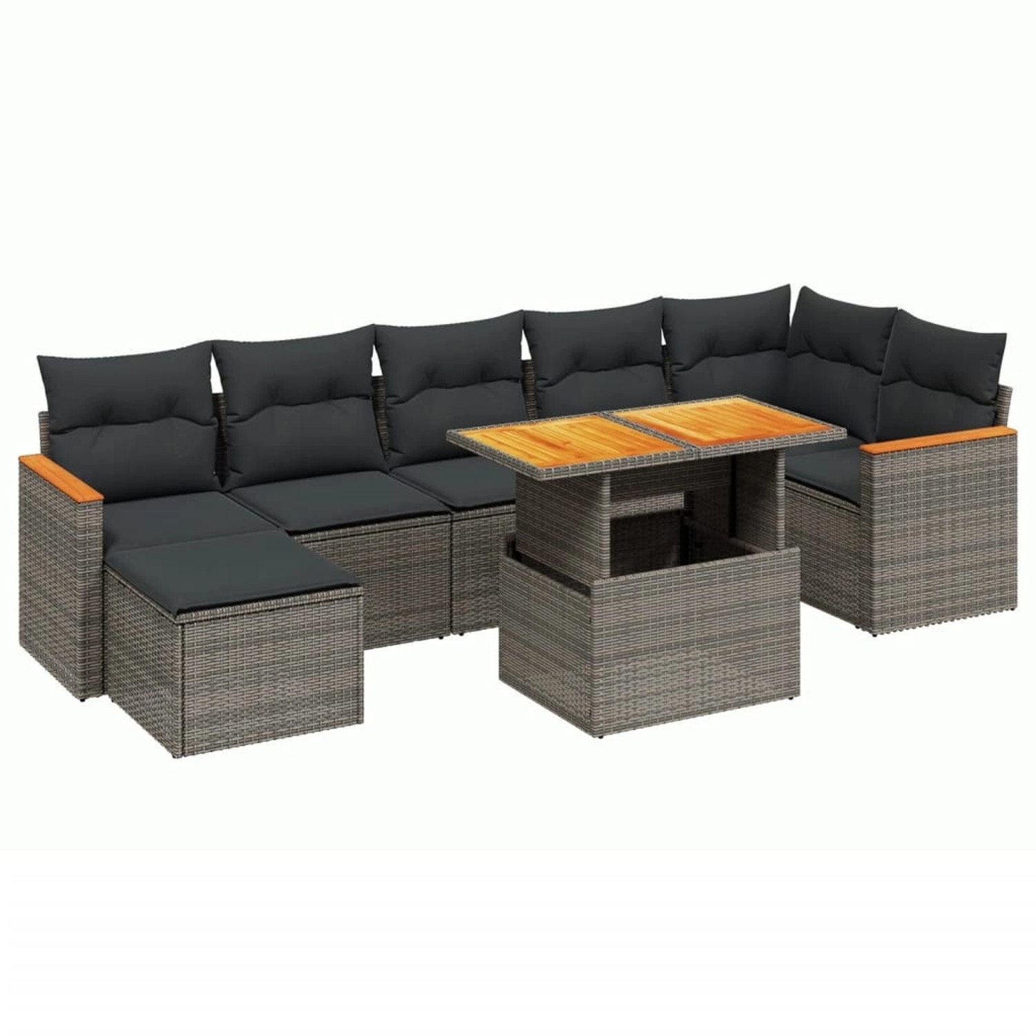 vidaXL 8-Tlg Garten-Sofagarnitur mit Kissen Grau Poly Rattan 3273188 günstig online kaufen