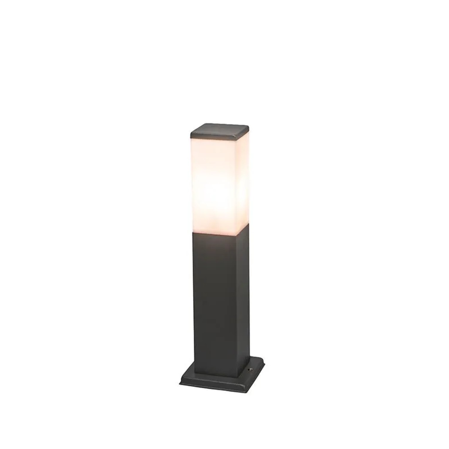 QAZQA Moderne Außen Pollerleuchte Dunkelgrau mit Opal 45 cm IP44 Malios